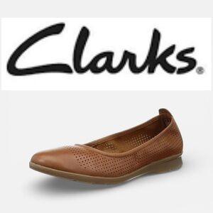 CLARKS Jenette Ease Ballet Flat Leather Slip On Women’s Size 9 LIKE NEW